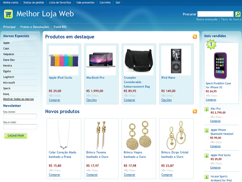 Clique para definir 'Padrao' como layout da loja